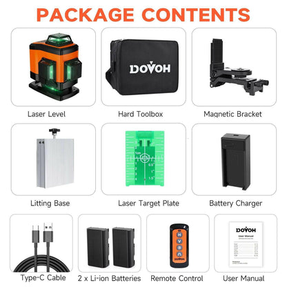 Laser Level 4x360° 16 Lines – Dovoh K4-360G Self-Leveling Outdoor - GoTypical