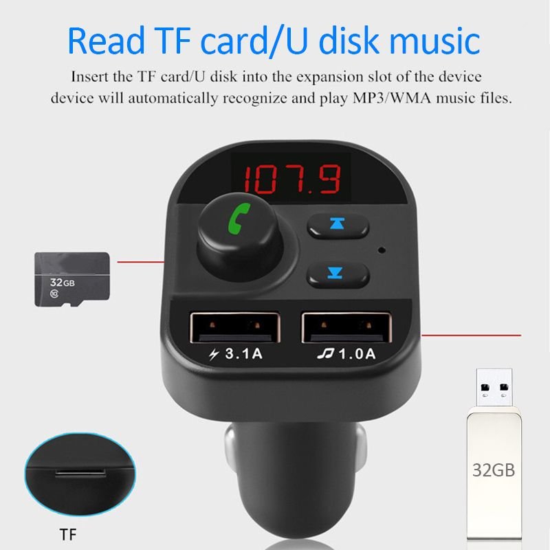 Fm Transmitter Bluetooth 5.1 Car In - Car Wireless MP3 Radio Adapter Car Kit 2USB Charger Car Electronics Accessories For Xiaomi - GoTypical