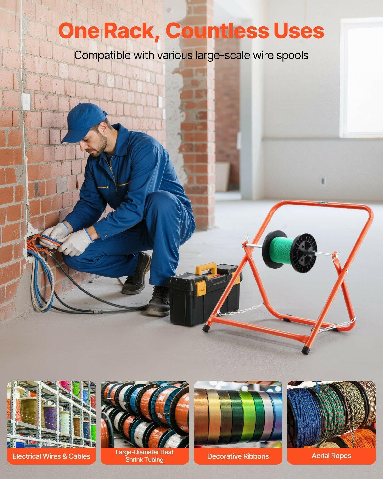 . Foldable Wire Spool Rack – Heavy Duty Metal Cable Caddy - GoTypical