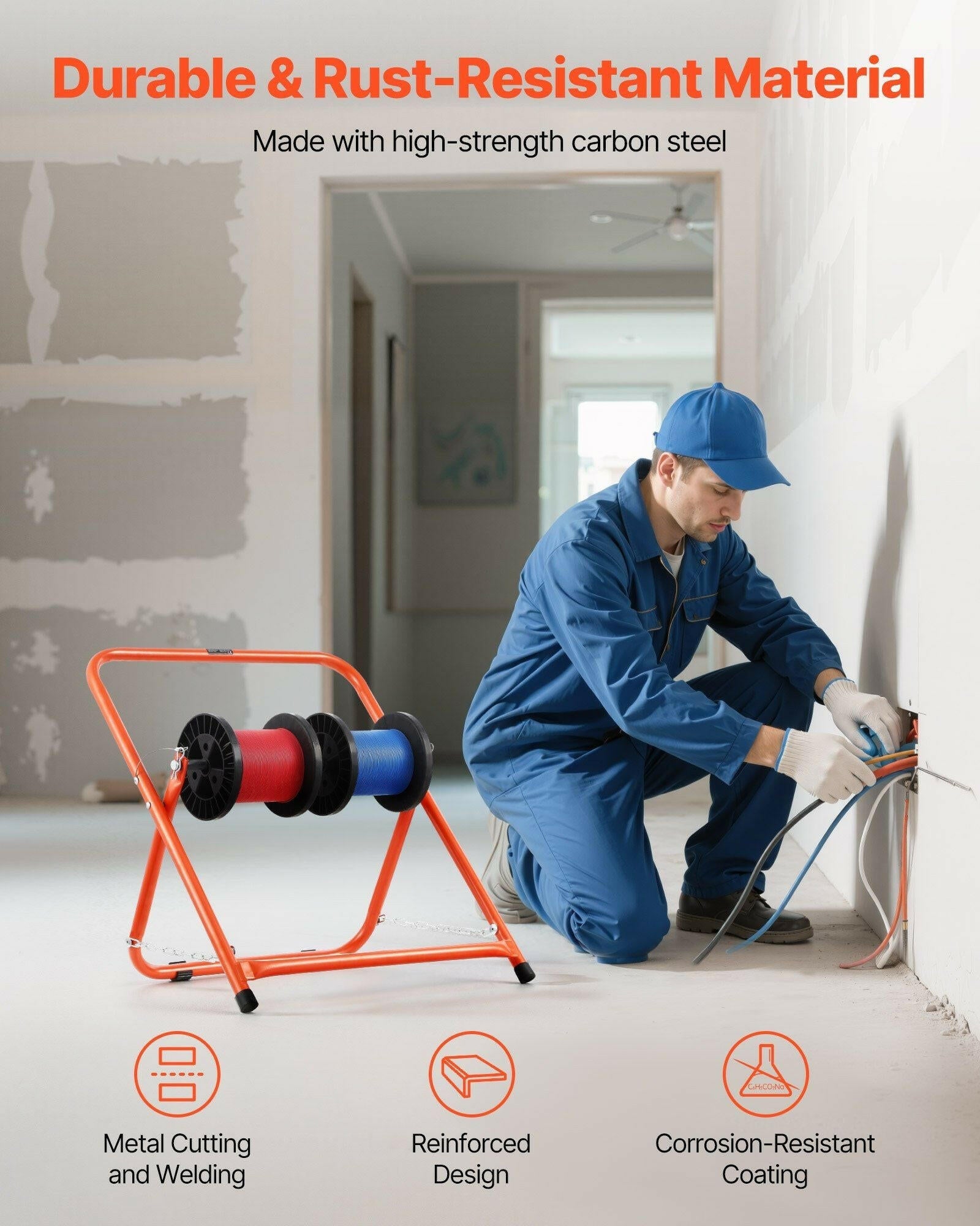 . Foldable Wire Spool Rack – Heavy Duty Metal Cable Caddy - GoTypical