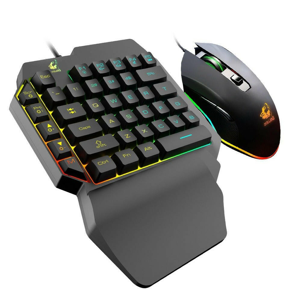 . Free Wolf T1 One-Handed Mechanical Keyboard and Waterproof Mouse Set - GoTypical