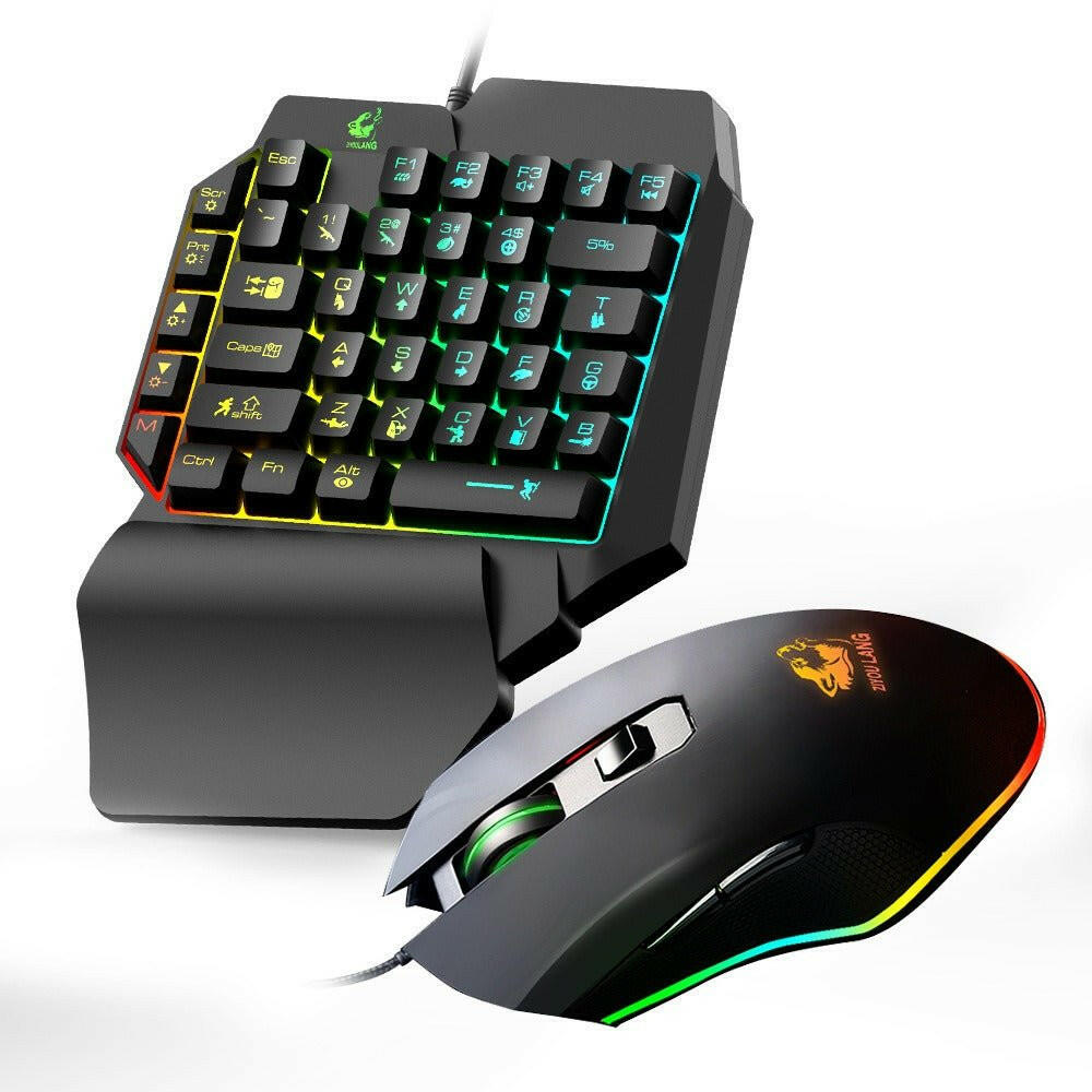 . Free Wolf T1 One-Handed Mechanical Keyboard and Waterproof Mouse Set - GoTypical