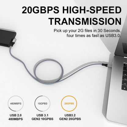 . Type-C Data Cable USB3.2c to C – 240W Fast Charging Braided - GoTypical