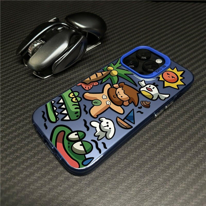 Silicone iPhone 15 Pro Max & 14 Plus Case – Frosted Cartoon Design Anti-Drop - GoTypical