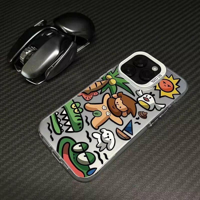 Silicone iPhone 15 Pro Max & 14 Plus Case – Frosted Cartoon Design Anti-Drop - GoTypical