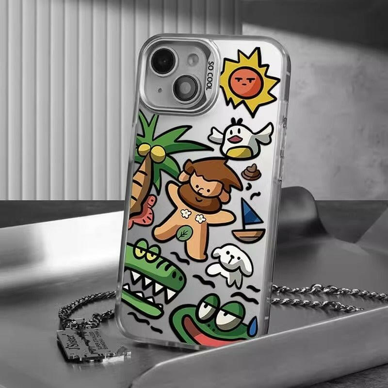 Silicone iPhone 15 Pro Max & 14 Plus Case – Frosted Cartoon Design Anti-Drop - GoTypical