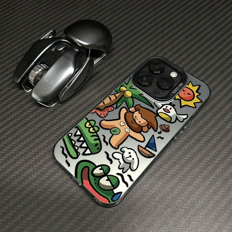 Silicone iPhone 15 Pro Max & 14 Plus Case – Frosted Cartoon Design Anti-Drop - GoTypical