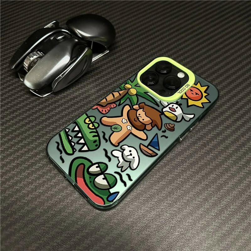 Silicone iPhone 15 Pro Max & 14 Plus Case – Frosted Cartoon Design Anti-Drop - GoTypical