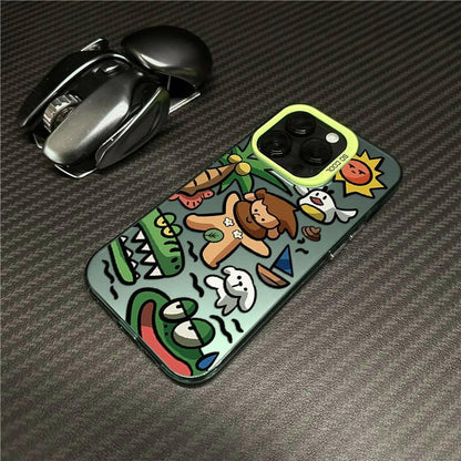 Silicone iPhone 15 Pro Max & 14 Plus Case – Frosted Cartoon Design Anti-Drop - GoTypical