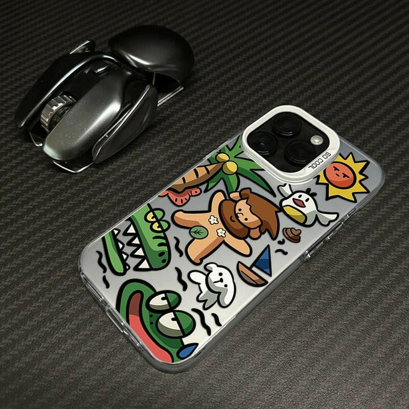 Silicone iPhone 15 Pro Max & 14 Plus Case – Frosted Cartoon Design Anti-Drop - GoTypical