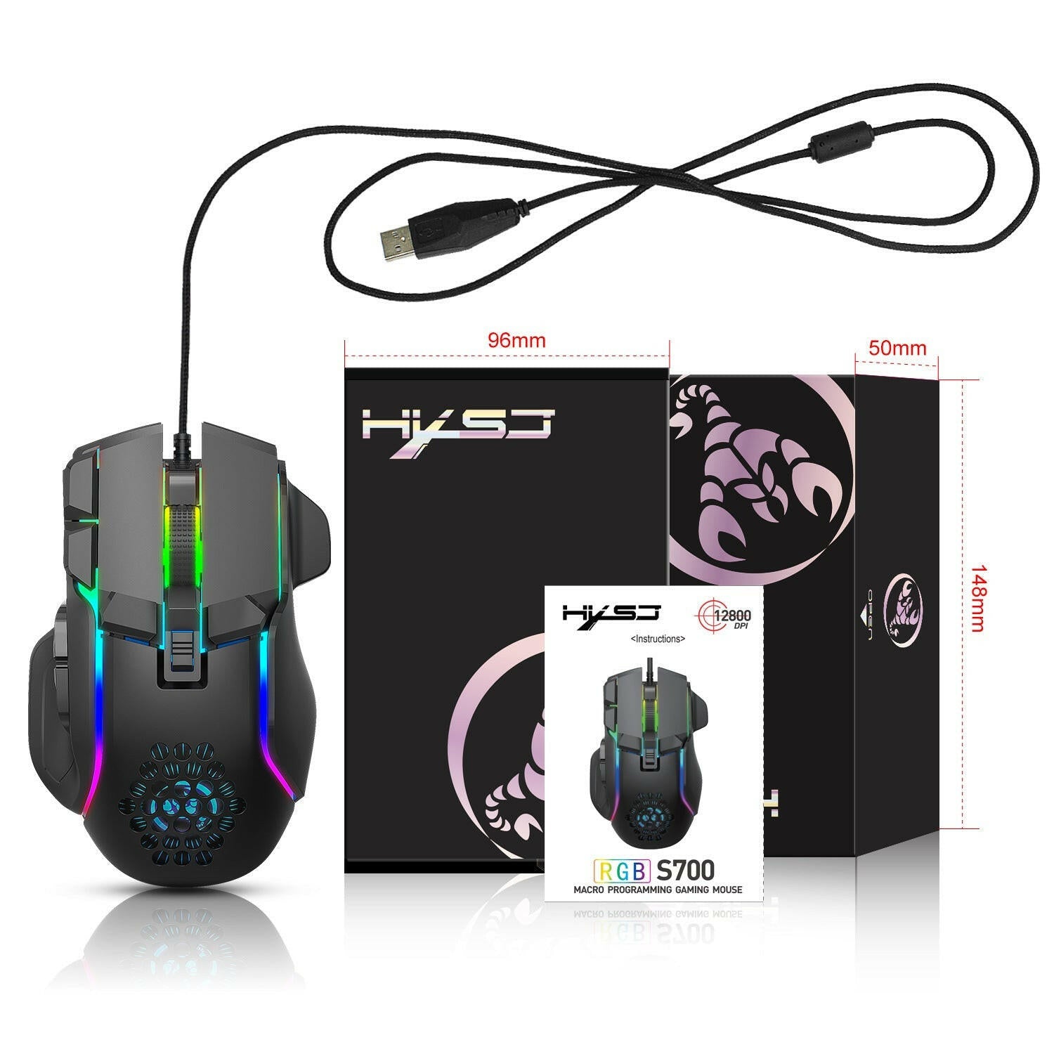 Gaming Mouse – . S700 Programmable RGB Lighting 12800 DPI - GoTypical