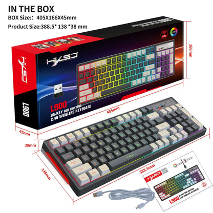 . Gaming Keyboard – RGB Backlight, Gray & White Two-Color Keycaps, 2.4G Wireless - GoTypical
