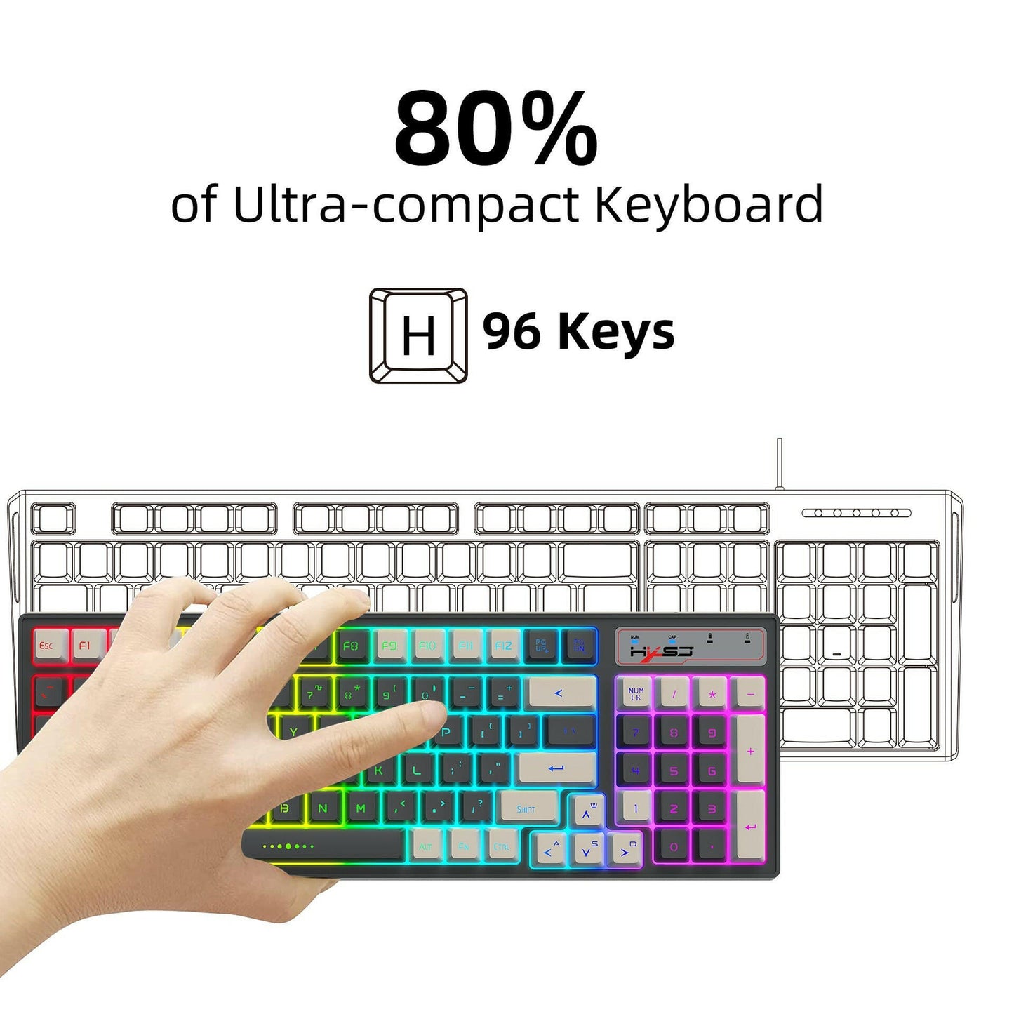 . Gaming Keyboard – RGB Backlight, Gray & White Two-Color Keycaps, 2.4G Wireless - GoTypical