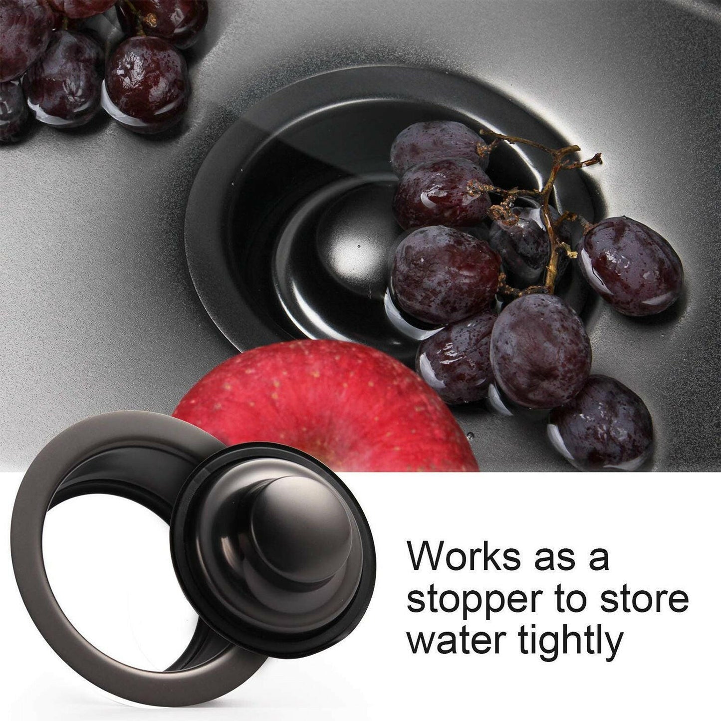 Aquacubic Garbage Disposal Flange and Stopper – Gunmetal Black Stainless Steel, Nano Surface - GoTypical