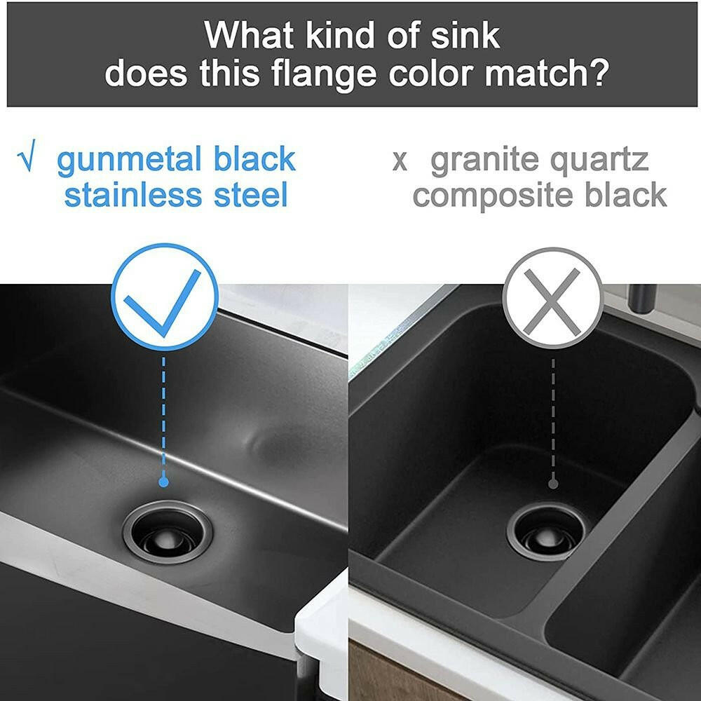 Aquacubic Garbage Disposal Flange and Stopper – Gunmetal Black Stainless Steel, Nano Surface - GoTypical
