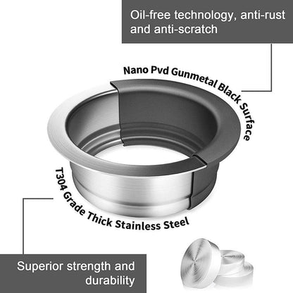 Aquacubic Garbage Disposal Flange and Stopper – Gunmetal Black Stainless Steel, Nano Surface - GoTypical
