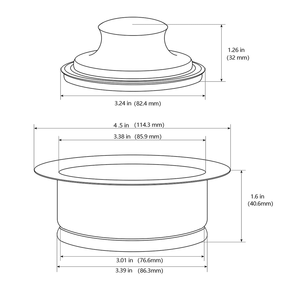 Aquacubic Garbage Disposal Flange and Stopper – Gunmetal Black Stainless Steel, Nano Surface - GoTypical