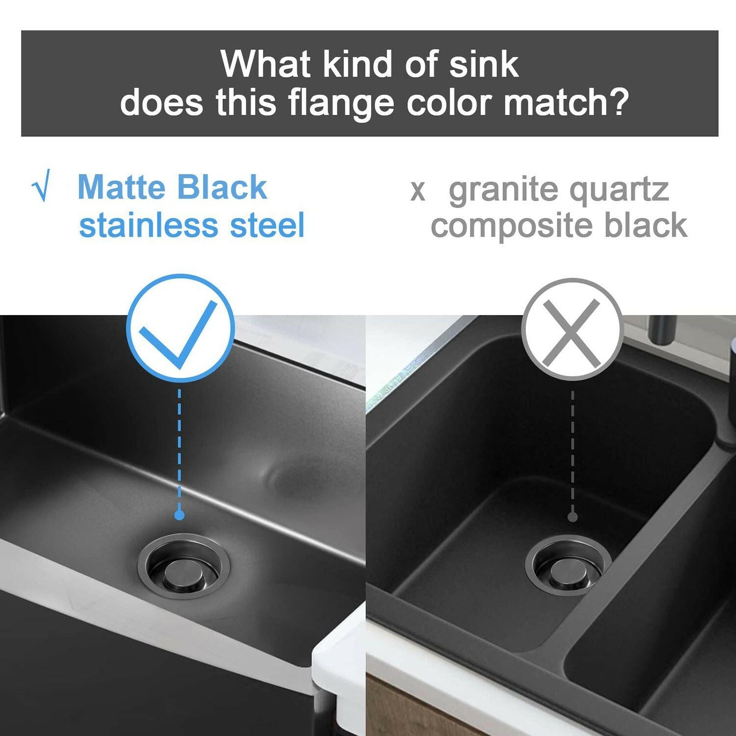 Aquacubic Garbage Disposal Flange and Stopper – Gunmetal Black Stainless Steel, Nano Surface - GoTypical