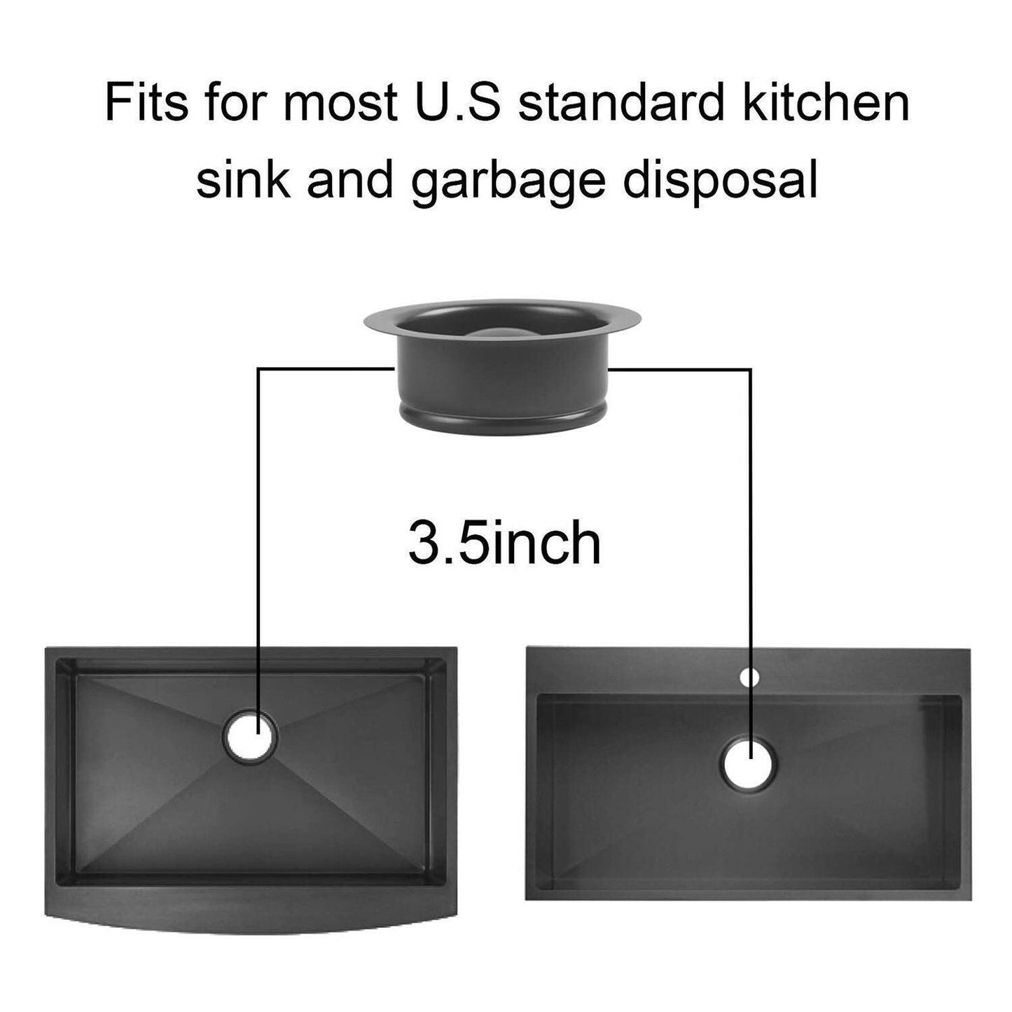 Aquacubic Garbage Disposal Flange and Stopper – Gunmetal Black Stainless Steel, Nano Surface - GoTypical