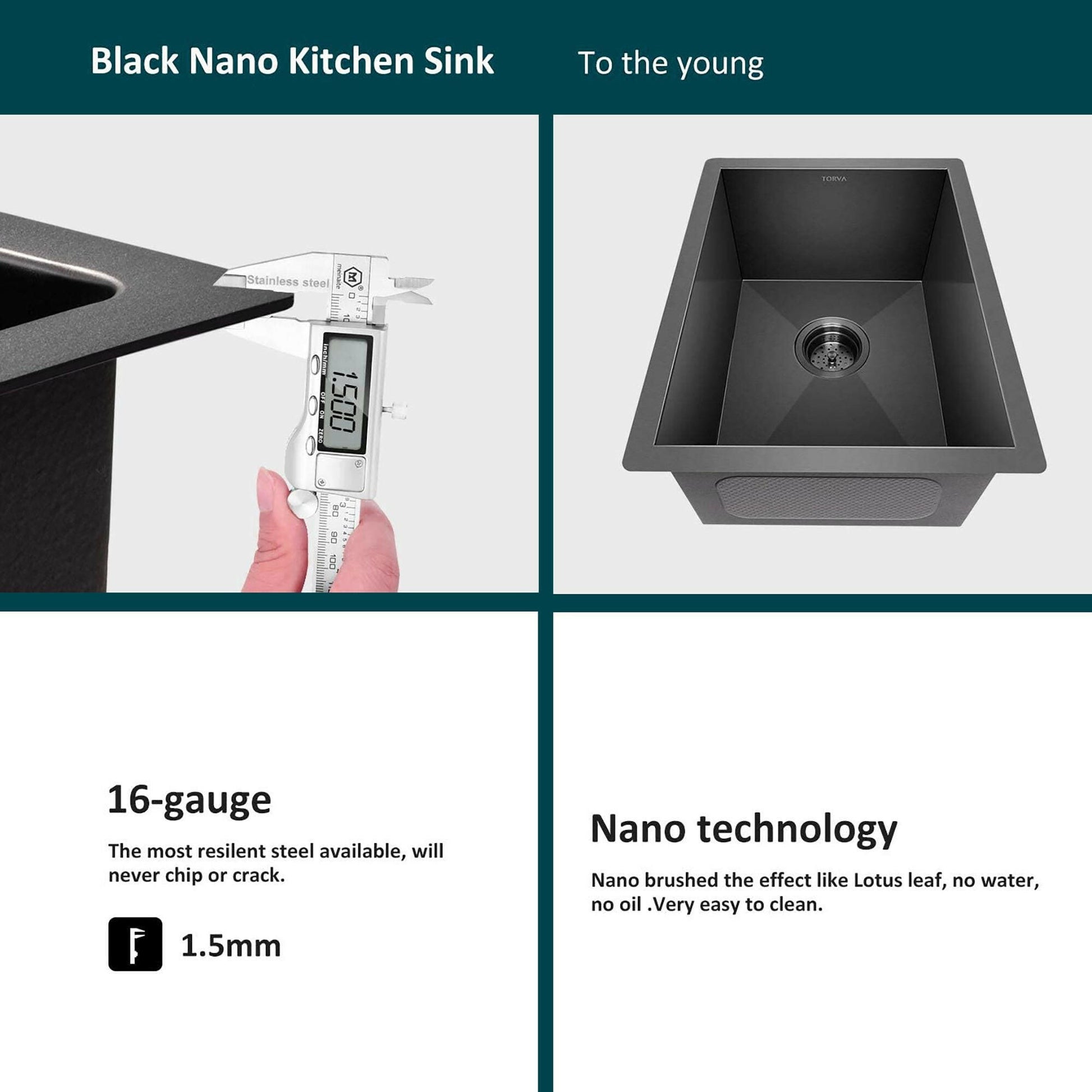 . Nano Coated Undermount Kitchen Sink – 16 Gauge Stainless Steel, Gunmetal Black - GoTypical