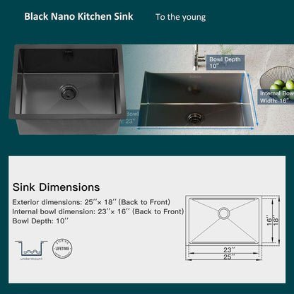 . Nano Coated Undermount Kitchen Sink – 16 Gauge Stainless Steel, Gunmetal Black - GoTypical