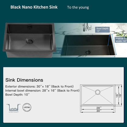 . Nano Coated Undermount Kitchen Sink – 16 Gauge Stainless Steel, Gunmetal Black - GoTypical