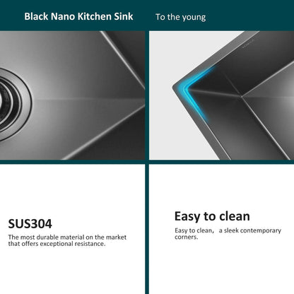 . Nano Coated Undermount Kitchen Sink – 16 Gauge Stainless Steel, Gunmetal Black - GoTypical