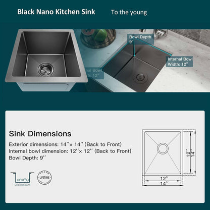 . Undermount Stainless Steel Kitchen Sink – Gunmetal Black Nano Coating - GoTypical