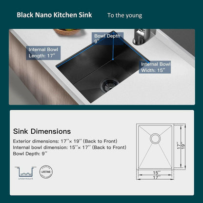 . Undermount Stainless Steel Kitchen Sink – Gunmetal Black Nano Coating - GoTypical