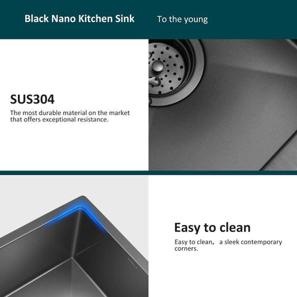 . Undermount Stainless Steel Kitchen Sink – Gunmetal Black Nano Coating - GoTypical
