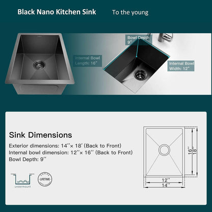 . Undermount Stainless Steel Kitchen Sink – Gunmetal Black Nano Coating - GoTypical