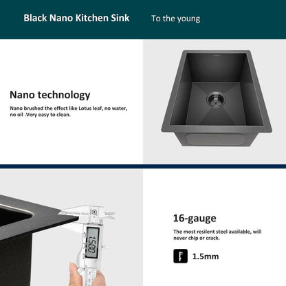 . Undermount Stainless Steel Kitchen Sink – Gunmetal Black Nano Coating - GoTypical