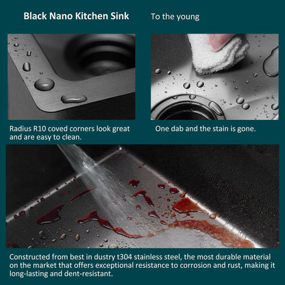 . Undermount Stainless Steel Kitchen Sink – Gunmetal Black Nano Coating - GoTypical