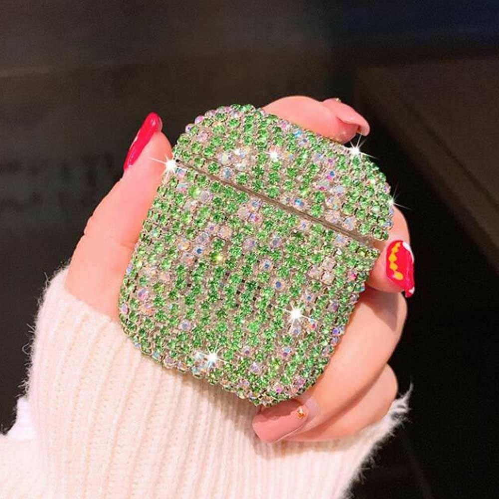 . Rhinestone Earphone Case – Green Hard Protective Cover - GoTypical