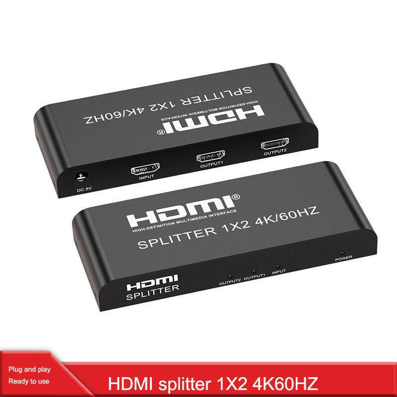 . HDMI Distributor 1x2 4K60Hz Black HDMI Splitter - GoTypical