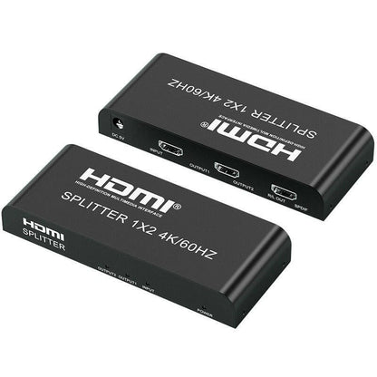 . HDMI Distributor 1x2 4K60Hz Black HDMI Splitter - GoTypical
