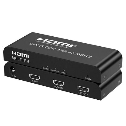 . HDMI Distributor 1x2 4K60Hz Black HDMI Splitter - GoTypical