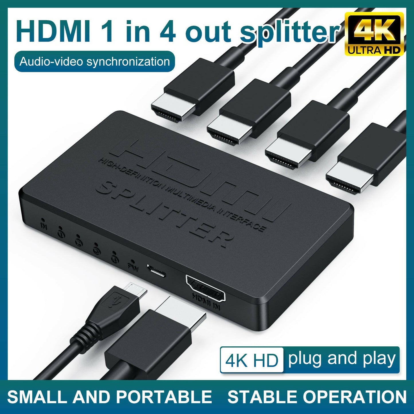 . HDMI Splitter 1 In 4 Out – 4K Mini HD Video Splitter - GoTypical