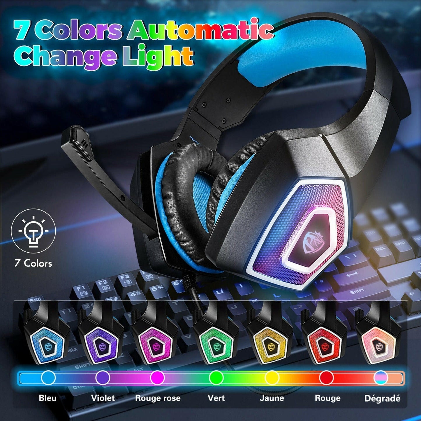 . Wired Gaming Headphones – RGB Lighting, USB & 3.5mm Jack - GoTypical