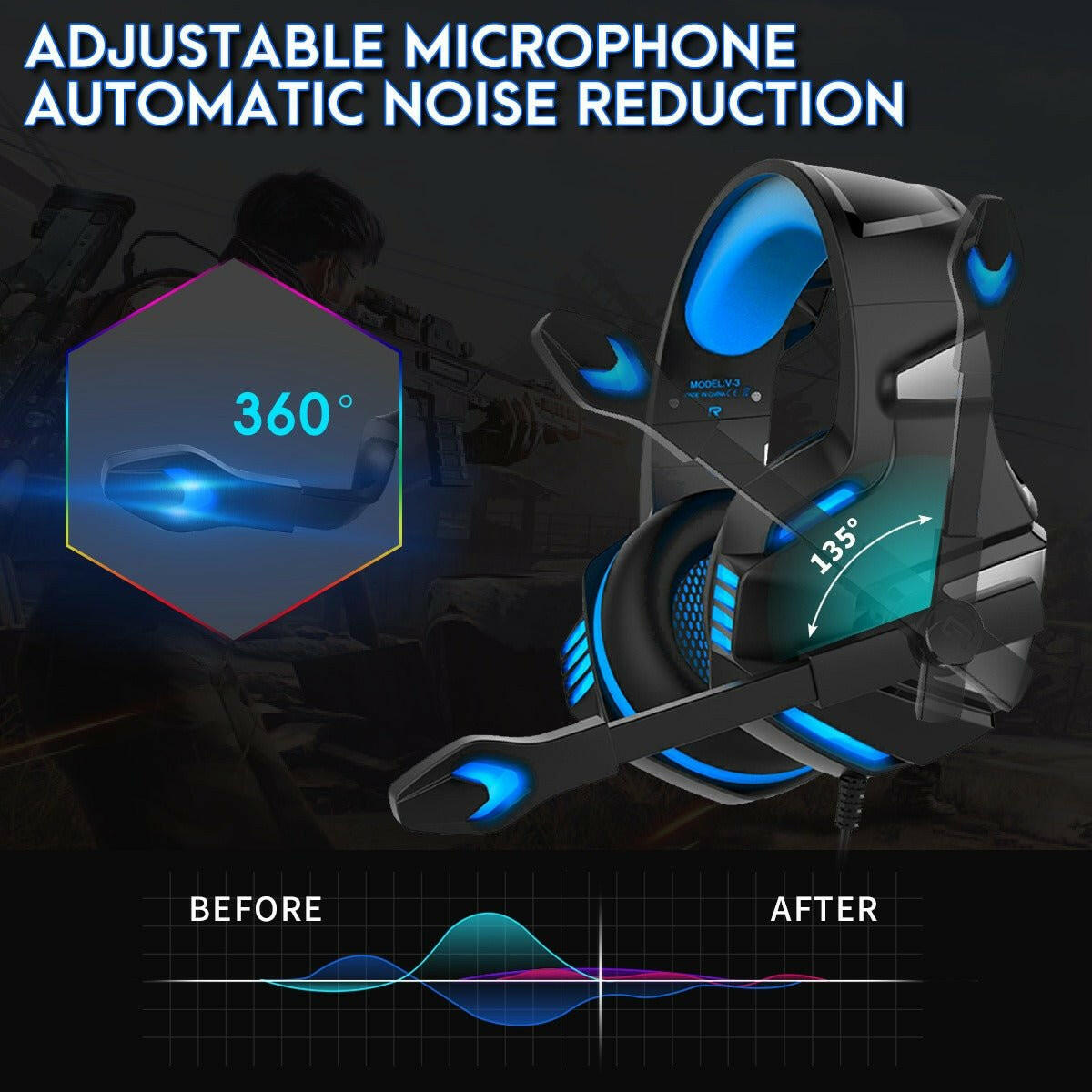 . Gaming Headphones – Wired RGB Headset with Microphone for PC & Mobile - GoTypical