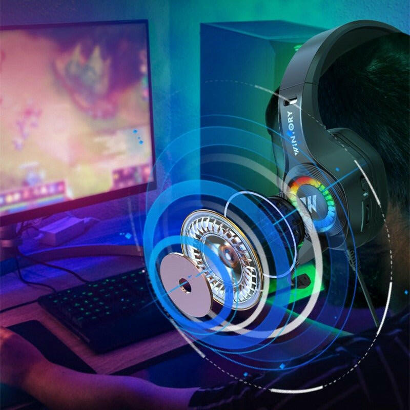 . Wired Gaming Headphones – Faux Leather Earmuffs, Braided Cable - GoTypical