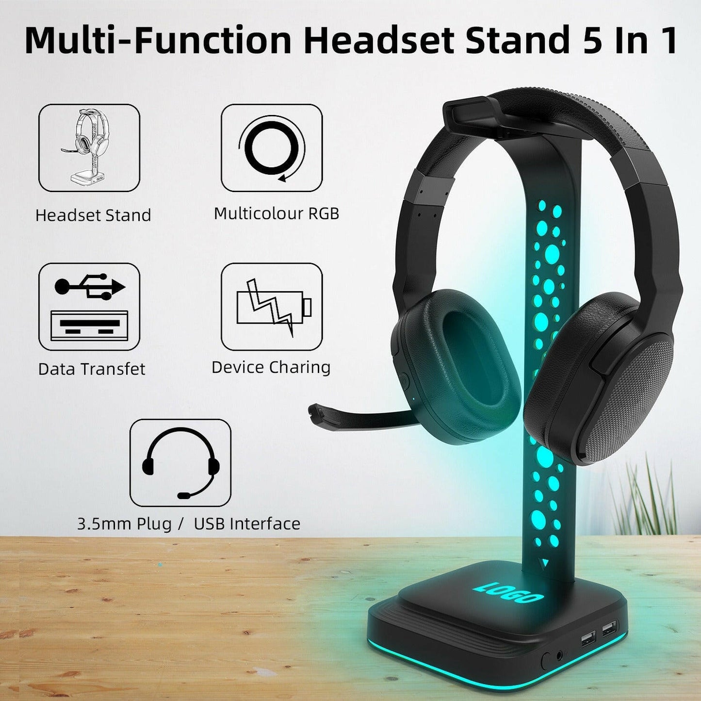 . RGB Headphone Holder – Aluminum Alloy, Color Changing, Type-C - GoTypical