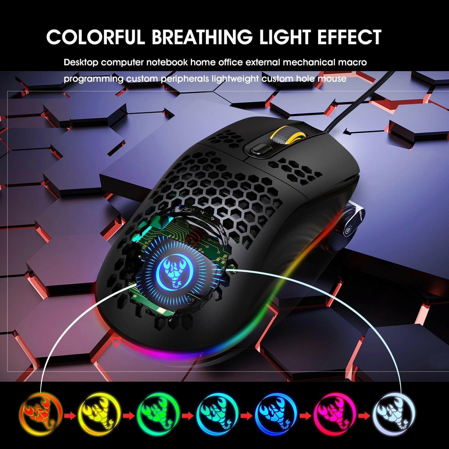 . Hollow Hole RGB Gaming Mouse – Lightweight Luminous Design - GoTypical
