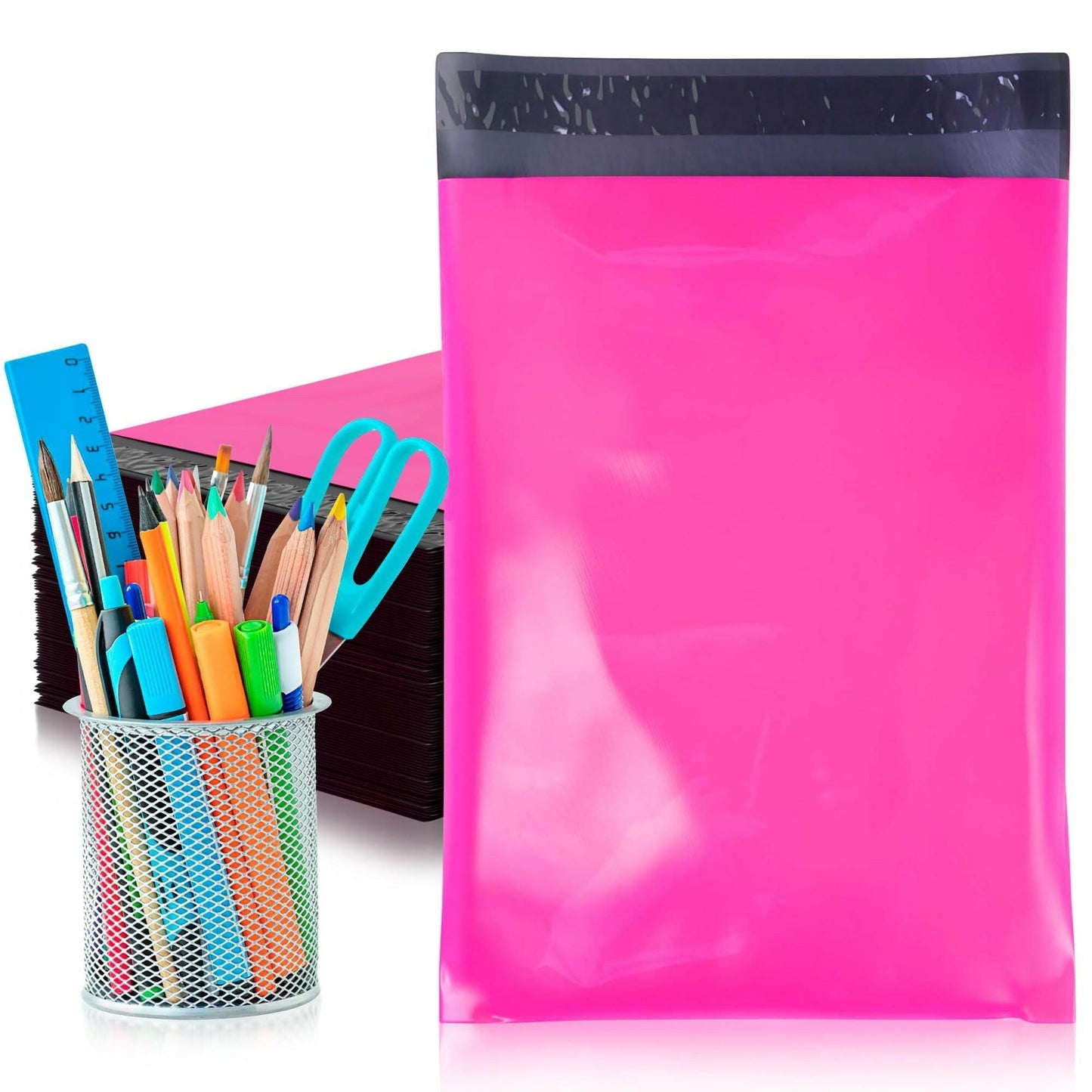 Poly Mailers Hot Pink 12 x 15.5 Inches – Amiff Waterproof Self-Seal Bags - GoTypical