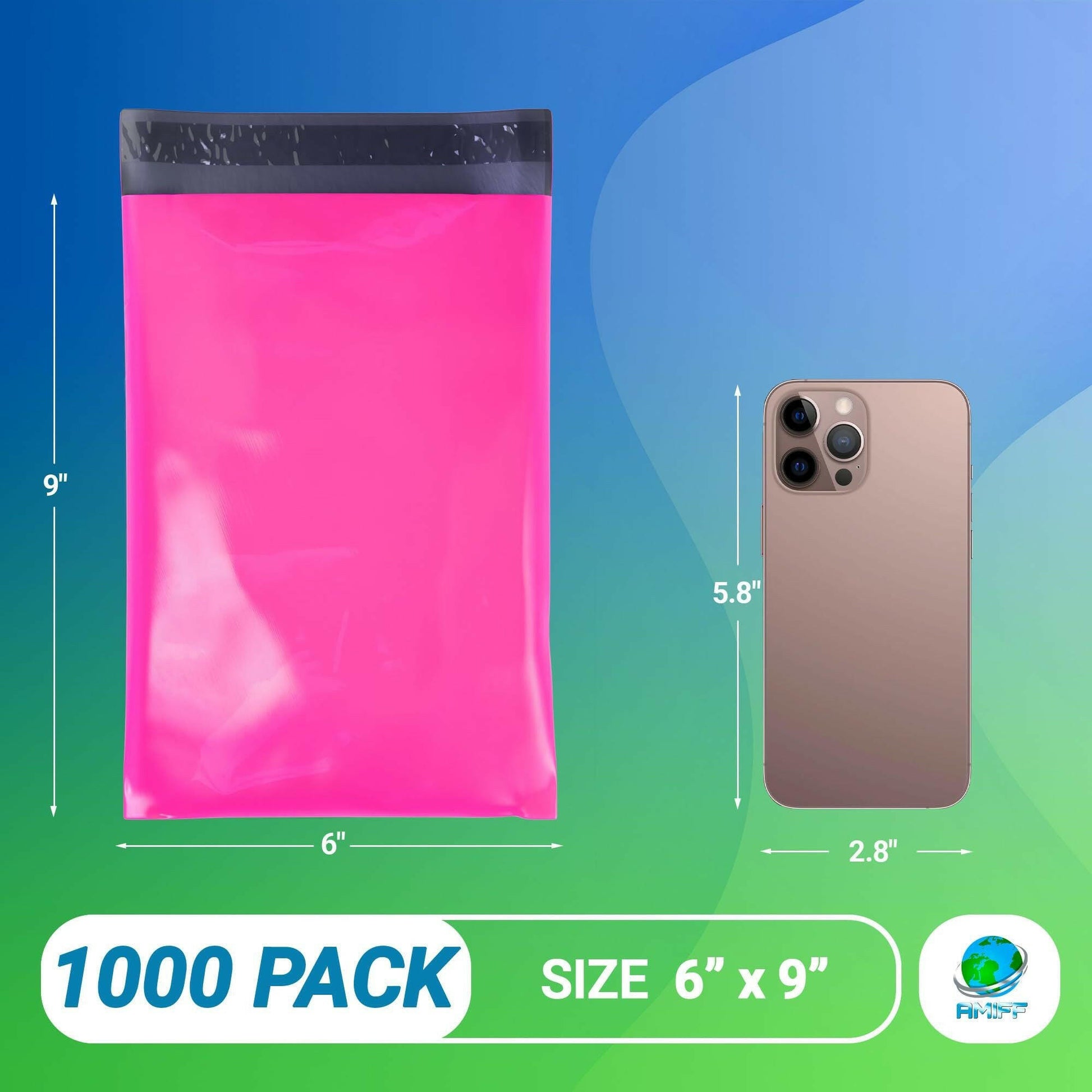 Amiff Hot Pink Poly Mailers 6x9 Inches – 1000 Pack Self-Seal Bags - GoTypical