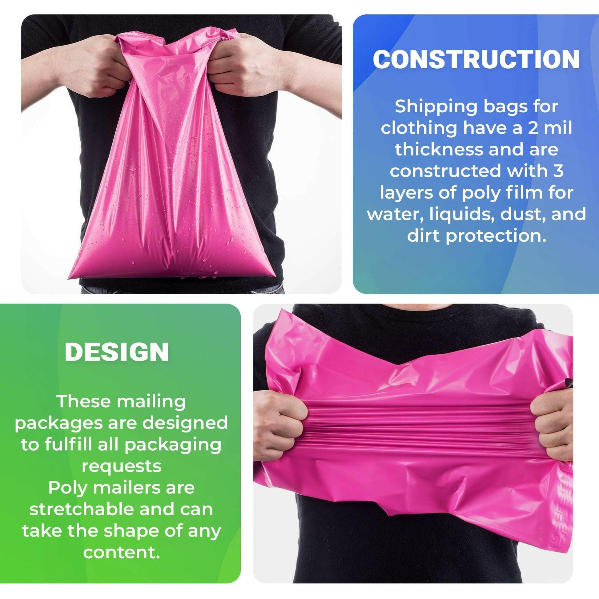 Amiff Hot Pink Poly Mailers 6x9 Inches – 1000 Pack Self-Seal Bags - GoTypical