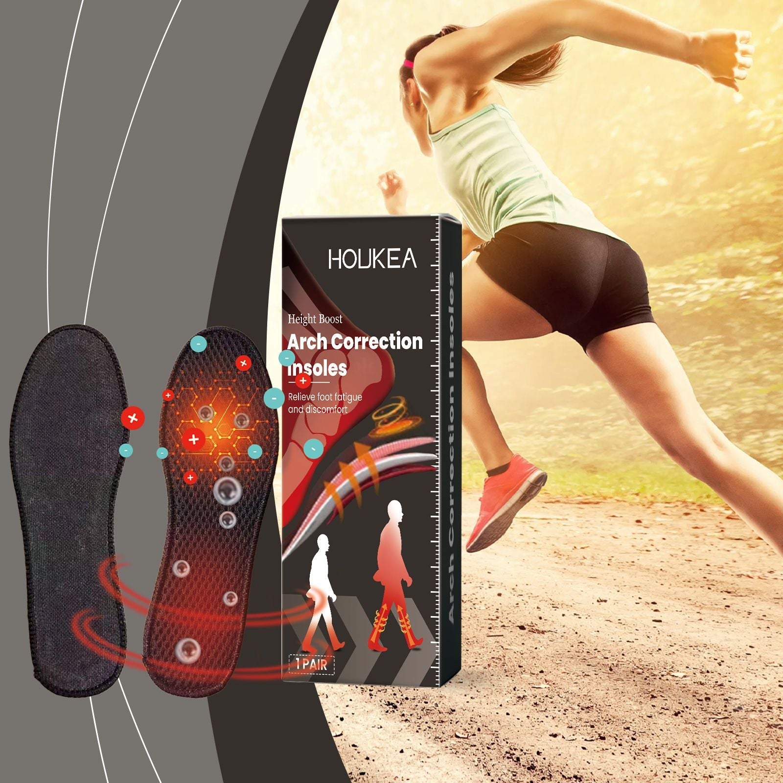 Houkea Insole Care Soft And Comfortable Elastic Insole Outdoor Sports Running Non - Slip Wear Breathable - GoTypical