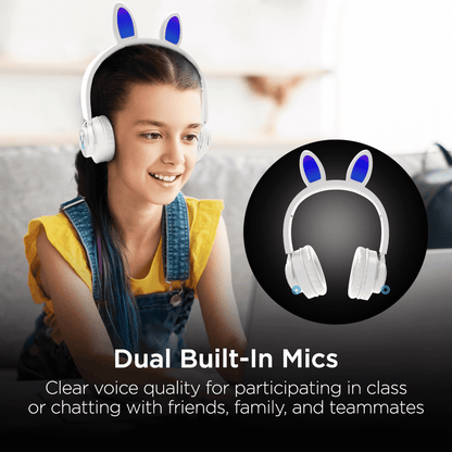 HyperGear Bunny Tracks Wireless Kids Headphones – Light-Up LED Ears - GoTypical