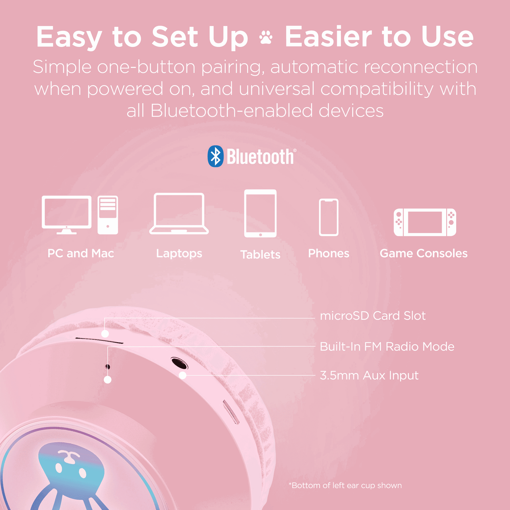 HyperGear Bunny Tracks Wireless Kids Headphones – Light-Up LED Ears - GoTypical