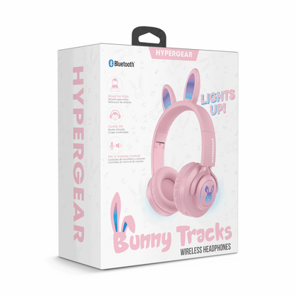 HyperGear Bunny Tracks Wireless Kids Headphones – Light-Up LED Ears - GoTypical